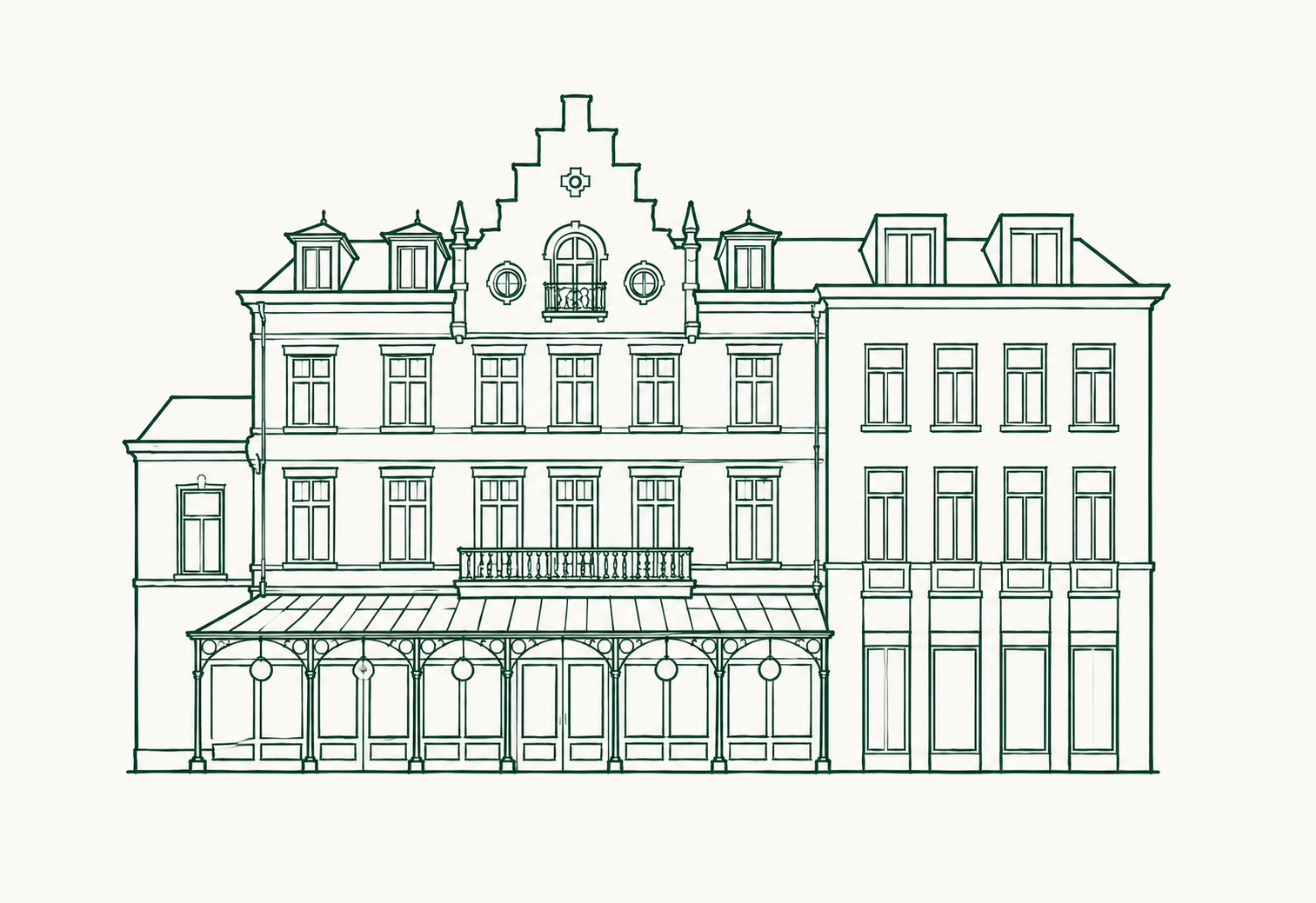 Getekende gevel van Hotel De Zalm